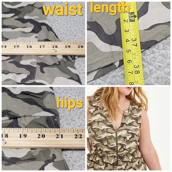 Torrid Womens Camouflage Mini Challis Zip Front‎ Shirt Dress Sleeveless 1X NWT - Picture 8 of 9